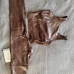 lululemon athletica Shiny Brown Leggings and Top Set NWT